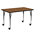 Flash Furniture Mobile Rectangular HP Laminate Activity Table, 24''W x 60''L, Oak