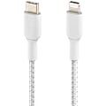 Belkin Braided USB-C to Lightning Cable (2m / 6.6ft, White) - 6.60 ft Lightning/USB-C Data Transfer Cable for iPad, iPad Pro, iPad mini, iPad Air, iPhone - First End: 1 x USB Type C - Male - Second End: 1 x Lightning - Male - White