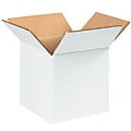Partners Brand White Corrugated Boxes, 6" x 6" x 6", Pack Of 25