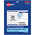 Avery® Removable Labels With Sure Feed®, 94061-RMP50, Oval Scalloped, 1-1/8" x 2-1/4", White, Pack Of 1,050 Labels