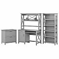 Bush® Furniture Key West 48"W Small Computer Desk With Hutch, Bookcase And Lateral File Cabinet, Cape Cod Gray, Standard Delivery 1 thumbnail image