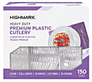 Highmark® Heavy-Duty Plastic Cutlery, Premium, Clear, Pack Of 150 Utensils