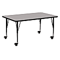 Flash Furniture Mobile Rectangular HP Laminate Activity Table With Height-Adjustable Short Legs, 25-1/2"H x 24"W x 60"D, Gray 1 thumbnail image