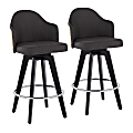 LumiSource Ahoy Fixed-Height Counter Stools, Charcoal/Black/Chrome, Set Of 2 Stools