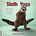 Willow Creek Press Animal Monthly Wall Calendar, 12" x 12", Sloth Yoga, January To December 2021