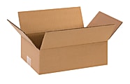 Partners Brand Flat Corrugated Boxes, 12"L x 8"W x 4"H, Kraft, Pack Of 25