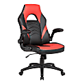 Elama Faux Leather High-Back Adjustable Office Task Chair, Black/Red