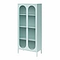 Mr. Kate Luna Tall 32"W 2-Door Accent Cabinet With Fluted Glass, Sky Blue