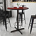 Flash Furniture Round Laminate Table Top With Bar Height Table Base And Foot Ring, 43-3/16”H x 36”W x 36”D, Mahogany