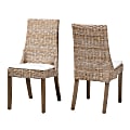 bali & pari Toby Modern Bohemian Dining Chairs, White/Graywash/Brown, Set Of 2 Chairs