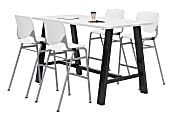 KFI Studios Midtown Bistro Table With 4 Stacking Chairs, 41"H x 36"W x 72"D, Designer White/White