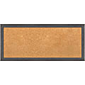 Amanti Art Non-Magnetic Cork Bulletin Board, 29" x 21", Natural, Pinstripe Plank Gray Thin Plastic Frame