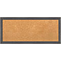 Amanti Art Non-Magnetic Cork Bulletin Board, 29" x 21", Natural, Pinstripe Plank Gray Thin Plastic Frame 1 thumbnail image