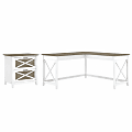 Bush Business Furniture Key West 60"W L-Shaped Corner Desk With 2-Drawer Lateral File Cabinet, Shiplap Gray/Pure White, Standard Delivery 1 thumbnail image