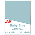 JAM Paper® Full-Page Mailing And Shipping Labels, 337628606, 8 1/2" x 11", Baby Blue, Pack Of 10