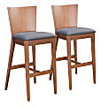Zuo Modern® Ambrose Bar Chairs, Gray/Walnut, Set Of 2 Chairs