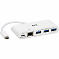 Eaton Tripp Lite Series 3-Port USB-C Hub - USB 3.x (5Gpbs) Hub Ports, Gigabit Ethernet, 60W PD Charging, White - U460-003-3AG-C 1 thumbnail image