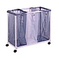 Honey-Can-Do 3-Bag Rolling Hamper, 30" x 13 1/2" x 28 1/4", White 1 thumbnail image