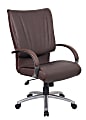 BOSS® High-Back Faux Leather Chair, Bomber Brown/Pewter