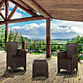 Flash Furniture Seneca 3-Piece Faux Rattan Plastic Chair Set With Side Table, Chocolate 1 thumbnail image