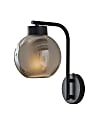 Adesso Atticus Wall Lamp, 5"W, Smoked Glosted Glass Shade/Black Base 1 thumbnail image