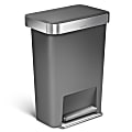 simplehuman Rectangular Step Can With Liner Pocket, 12 Gallons, Gray Plastic 1 thumbnail image