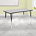 Flash Furniture Rectangle Wave Flexible Collaborative Thermal Laminate Activity Table With Standard Height-Adjustable Legs, 30-1/4"H x 28"W x 47-1/2"D, Gray