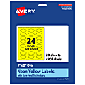 Avery® Print-To-The-Edge Labels With Sure Feed® Technology And Easy Peel® Label Feature, 94053-NYP20, Oval, 1" x 2", Matte Neon Yellow, Pack of 480 1 thumbnail image