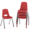 Factory Direct Partners 16" Stacking Chairs With Ball Glides, Red, Pack Of 6 Chairs 1 thumbnail image
