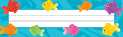 Teacher Created Resources Flat Name Plates, 3-1/2" x 11-1/2", Colorful Fish, Pack Of 36 Name Plates