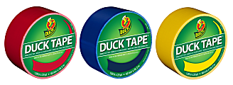 Duck® Brand Color Duct Tape Rolls, 1-15/16" x 60 Yd, Primary Colors, Pack Of 3 Rolls