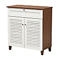 Baxton Studio Coolidge 4-Shelf Shoe Storage Cabinet With Drawer, White/Walnut