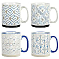 Mr. Coffee Parkmill Stoneware Coffee Mug Set, 17 Oz, Assorted Colors, Set Of 4 Mugs