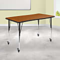 Flash Furniture Mobile Rectangle Wave Flexible Collaborative Thermal Laminate Activity Table, 30"H x 28"W x 47-1/2"D, Oak - XUA3048CONOKTAC 1 thumbnail image