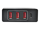 Tripp Lite 4-Port USB Charging Station with USB-C Charging and USB-A Auto-Sensing Ports - Power adapter - 3 A - 4 output connectors (3 x USB Type A, 24 pin USB-C) - black