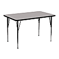 Flash Furniture Rectangular HP Laminate Activity Table With Standard Height-Adjustable Legs, 30-1/4"H x 30"W x 48"D, Gray