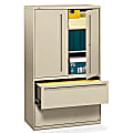 HON® Brigade® 700 Combo 42"W x 18"D Lateral 2-Drawer File Cabinet, Putty&nbsp; 1 thumbnail image