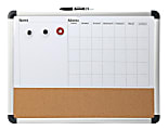 Realspace™ Magnetic Dry-Erase Whiteboard/Cork Calendar Board, 18" x 24", Silver Aluminum Frame