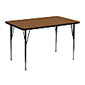Flash Furniture Rectangular HP Laminate Activity Table With Standard Height-Adjustable Legs, 30-1/4"H x 30"W x 48"D, Oak
