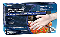 Protected Chef Vinyl General Purpose Gloves - X-Large Size - Unisex - Vinyl - Clear - Ambidextrous, Disposable, Powder-free, Comfortable - For Cleaning, Food Handling, General Purpose - 100 / Box