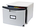 Storex Plastic 14-3/4"W x 18-1/4"D Lateral 1-Drawer File Cabinet, Gray/Black 1 thumbnail image