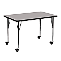Flash Furniture Mobile Rectangular HP Laminate Activity Table With Standard Height-Adjustable Legs, 30-1/2"H x 30"W x 48"D, Gray 1 thumbnail image