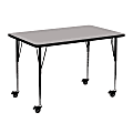 Flash Furniture Mobile Rectangular HP Laminate Activity Table With Standard Height-Adjustable Legs, 30-1/2"H x 30"W x 48"D, Gray