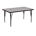 Flash Furniture Rectangular HP Laminate Activity Table With Height-Adjustable Short Legs, 25-1/4"H x 30"W x 48"D, Gray