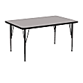 Flash Furniture Rectangular HP Laminate Activity Table With Height-Adjustable Short Legs, 25-1/4"H x 30"W x 48"D, Gray 1 thumbnail image