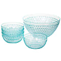 Gibson Home 5-Piece Plastic Bowl Set, Light Blue