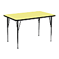 Flash Furniture 48"W Rectangular Thermal Laminate Activity Table With Standard Height-Adjustable Legs, 30"D, Yellow