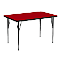 Flash Furniture 48"W Rectangular Thermal Laminate Activity Table With Standard Height-Adjustable Legs, Red