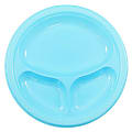 JAM PAPER Plastic 3 Compartment Divided Plates, Large, 10 1/4 inch, Caribbean Aqua Blue, 20/Pack  1 thumbnail image