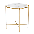 Baxton Studio Maddock Modern And Contemporary End Table, 19-3/4”H x 19-5/16”W x 19-5/16”D, Gold/Marble White